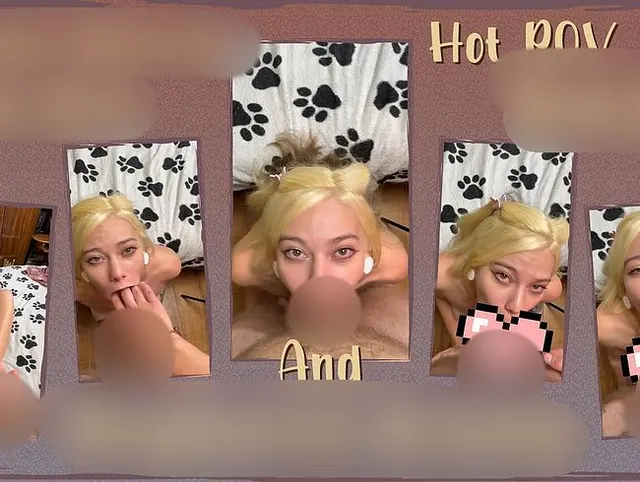 Blondes, tätowiertes Alt-Girl, heiße Fußarbeit und Deepthroat-Lutsch