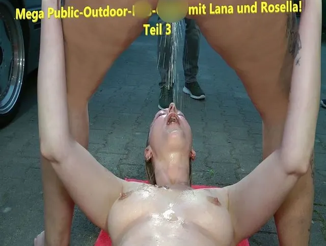 Mega Public-Outdoor-Piss-Orgie mit Lana und Rosella! Teil 3