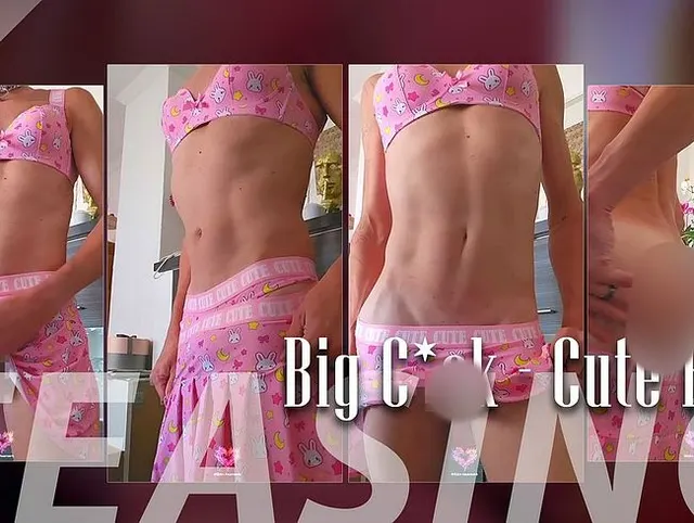 Riesen Schwanz im süßen Sissy Look teast für dich!