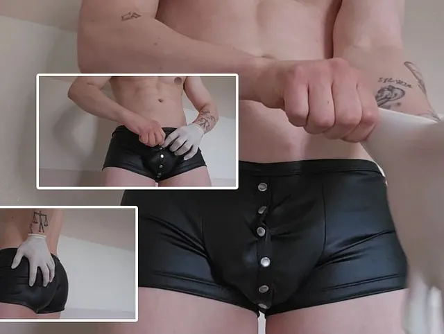 spritziges Latex-Leder-Wichsen