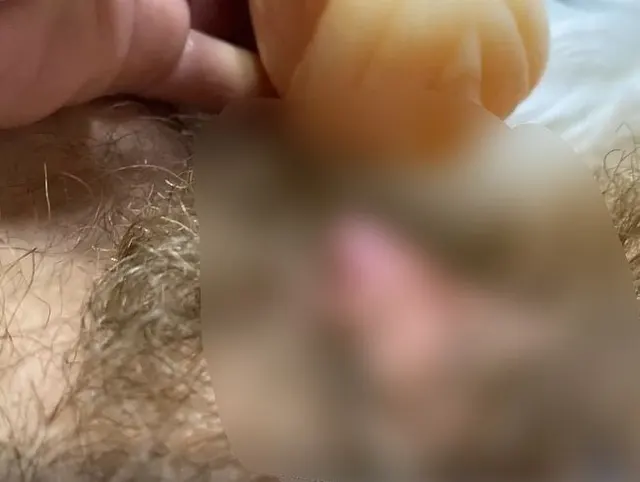 Extreme Nahaufnahme großer Kitzler, Fleshlight-Masturbation, haarige Muschi