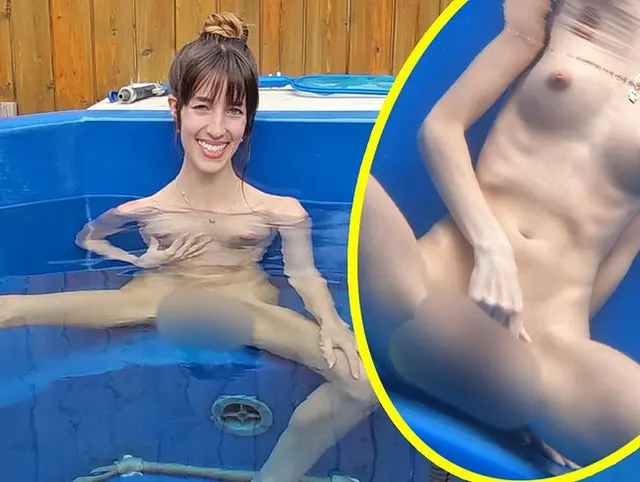 Wenn das die Nachbarn gesehen haben!! DREIST im Pool besorgt