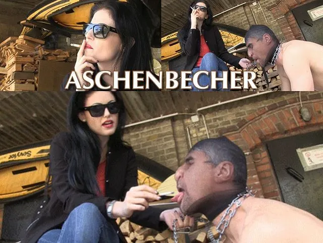 Arbeitssklave als lebender Aschenbecher benutzt