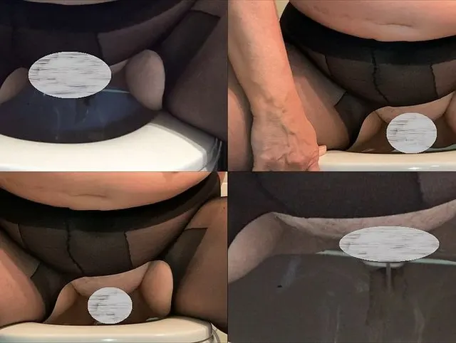Wunschvideo „In Ouvert-Strumpfhose aus zwei Perspektiven beim Pinkeln gefilmt“