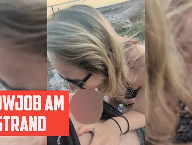 Blowjob am Strand - 2x fast beim Blasen in der Abendsonne erwischt