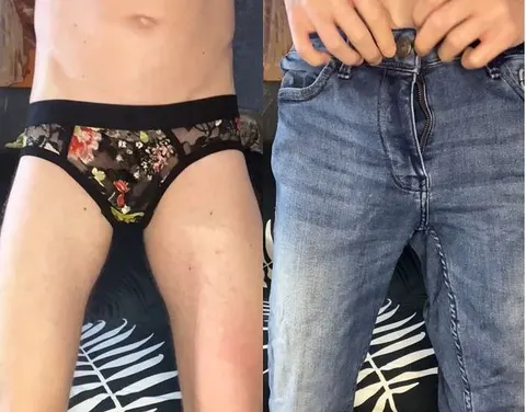 Pissen in Damenhöschen und enge Jeans (auf Wunsch)