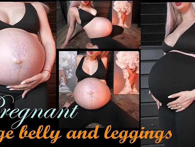 Schwanger, riesiger Bauch und leggings Fetisch