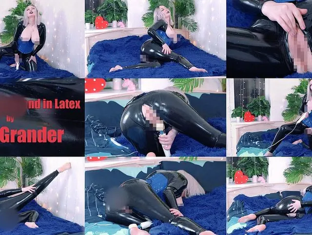 Amazing hot milf masturbation in latex catsuit with sex massager solo 4k