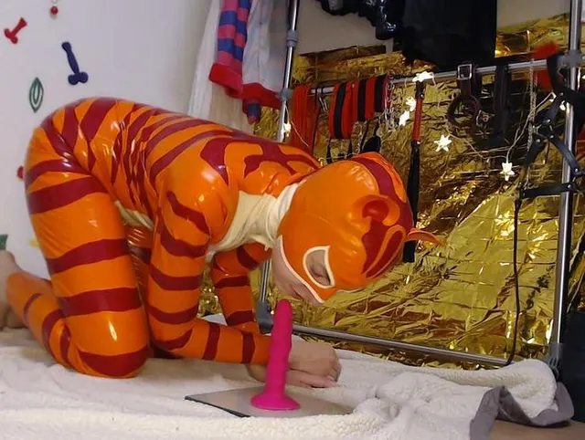 Latexkatze ist rollig