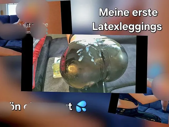 LATEX 100% Latexleggings ! Handjob und Latexpo anspritzen !