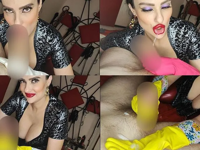 Blowjob und Handjob mit verschiedenen Gummihandschuhen von Latex Goddess