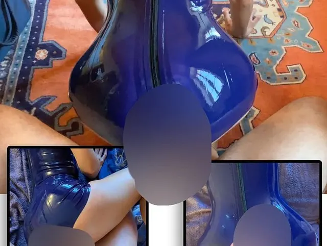 Stecher bedeckt Latex-Arsch mit Sperma