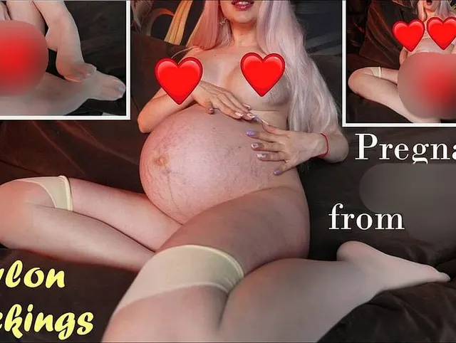 Riesige schwangere in nylon hat Orgasmus vom vibrator