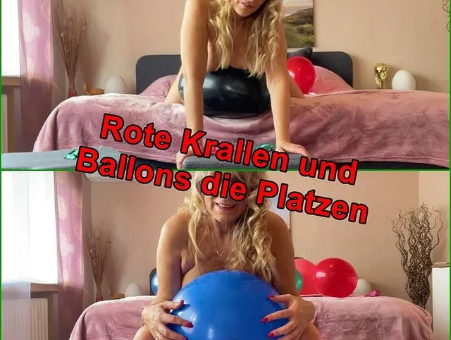 Rote Krallen und Ballons die Platzen