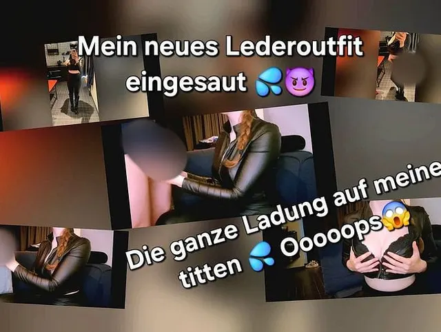 OMG ! Handjob im neuen Lederoutfit ! Titten eingesaut !!