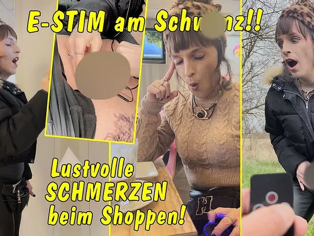 Remote E-Stim am Schwanz! Das gibt lustvolle Schmerzen beim Shopping-Bummel!!!
