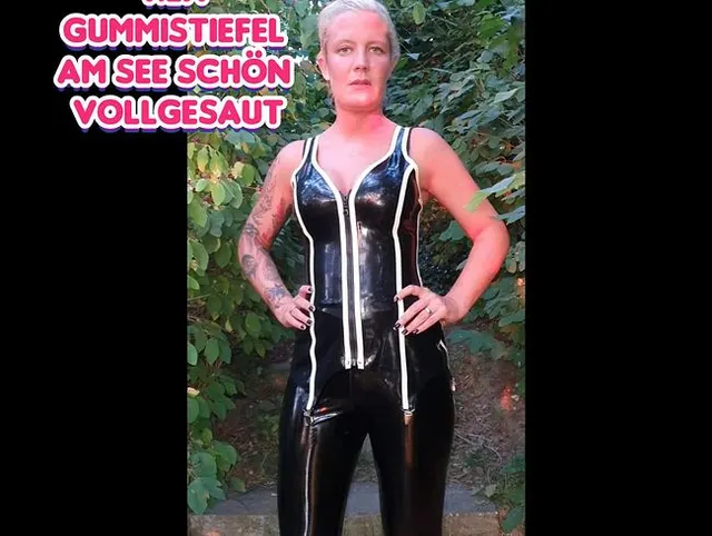 Meine geilen Reit Gummistiefel am See schön vollgesaut