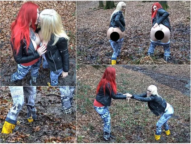 Gummistiefel Girls hilflos im Matsch