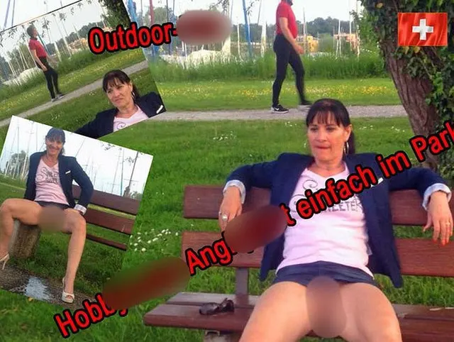 Die Schweizer Hobbynutte-Angi pisst einach öffentlich im Park vor Spaziergänger