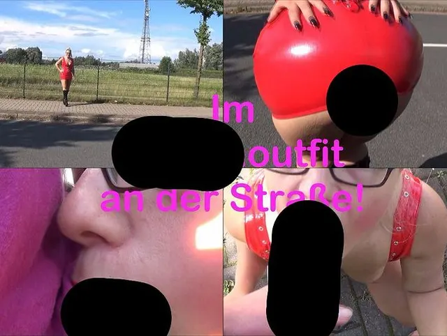 Im Schlampenoutfit an der Straße!