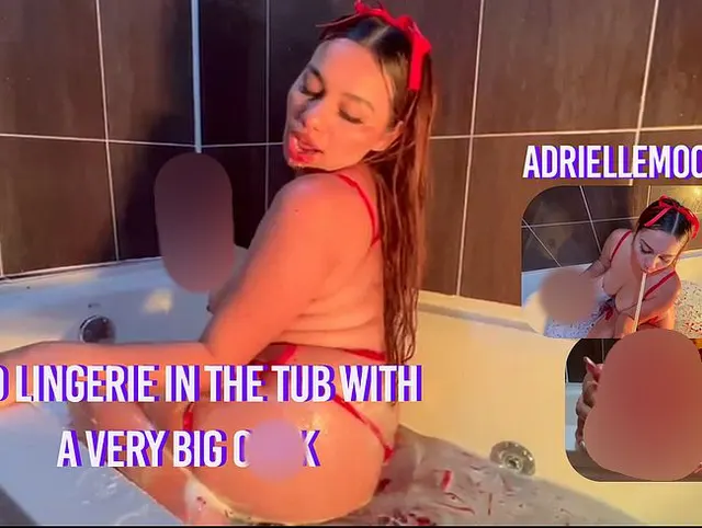 Meine sexy roten Dessous in der Wanne mit einem großen Penis