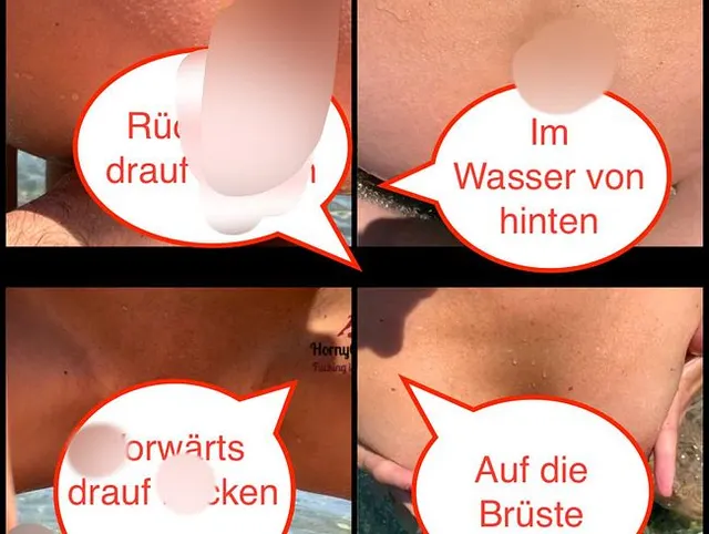 *HD* Strand im Wasser gefickt, hockend, von hinten + Cumshot auf Titten, POV Pussy