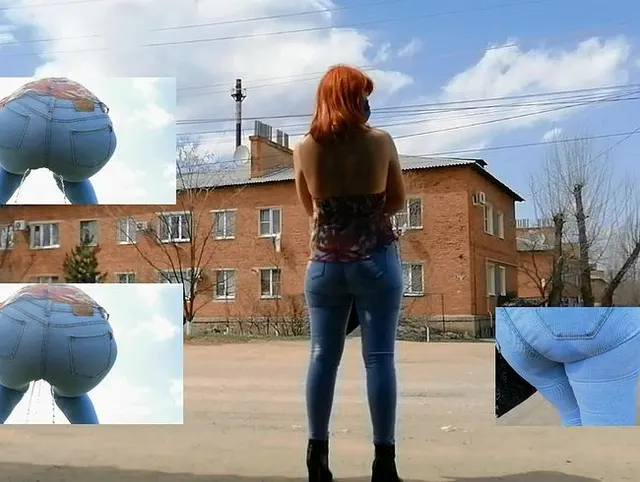 In nassen und schmutzigen Jeans durch die Stadt laufen