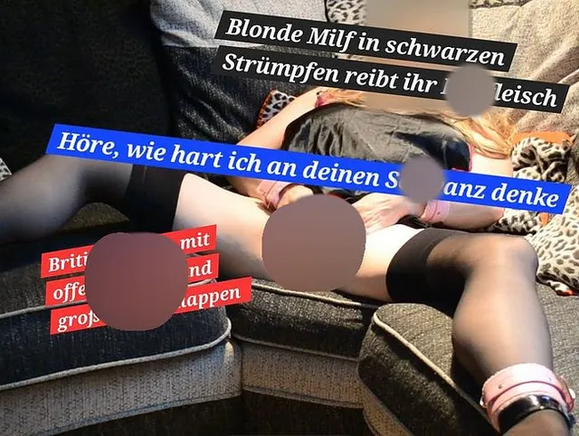 Blonde Ehefrau kommt beim Reiben ihrer Pisslappen