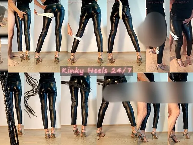 Ehefrau Bestrafung: Arsch u Beine versohlt u ausgepeitscht in Lederhose u Highheels [FullHD 60FPS]