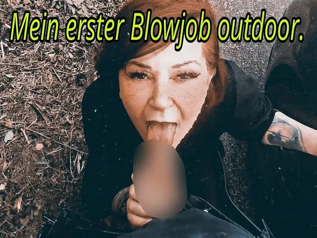 Mein erster Blowjob Outdoor. Dicker Schwanz stopft mein Maul voll