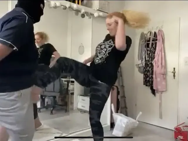 Ballbusting with pink Boots