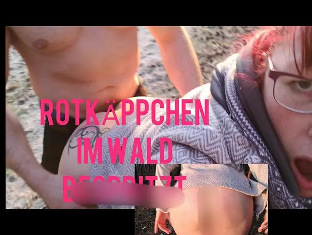Rotkäppchen im Wald bespritzt