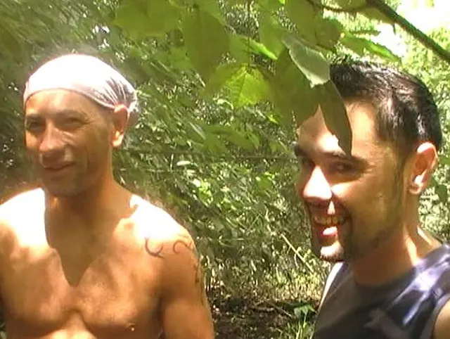 27 fucked outdoor near a river b ystraight with corking on his cock and dildos