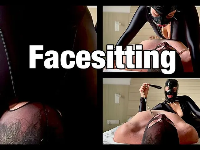 Facesitting im Satin Spandex Catsuit! Extreme Erziehung mit Spucke, Atemreduktion und Brustwarzen!