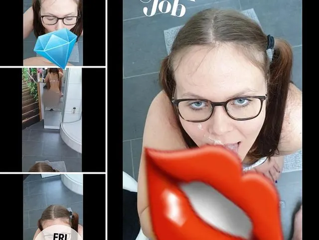 Deutschem Mädel mit Brille das Gesicht besamt
