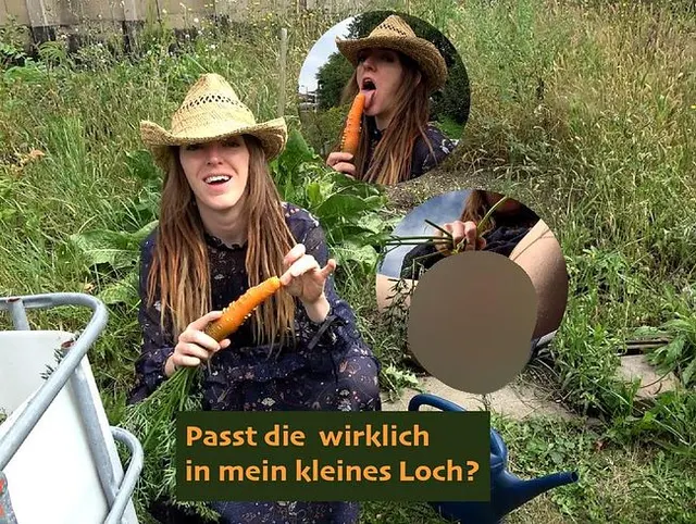 Selbstbefriedigung nachhaltig - extrem versaute Riesenkarotte zum XXL Dildo umfunktioniert