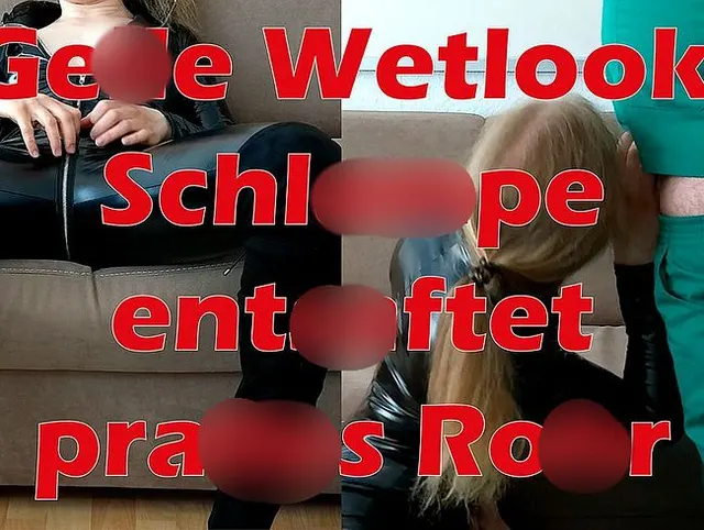 Geile Wetlook-Schlampe fingert sich nass und saugt dann die Ficksahne aus dem harten Schwanz