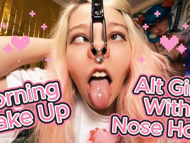 Morgens wache ich auf, Alt-Girl mit Nasenhaken.