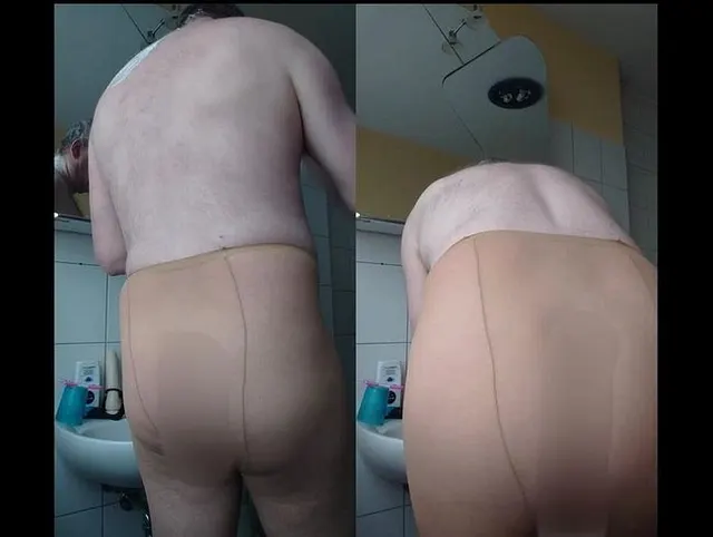 Nacken rasieren in Feinstrumpfhose