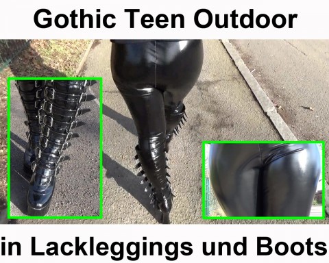 Gothic Teen Outdoor in Lackleggings und Boots