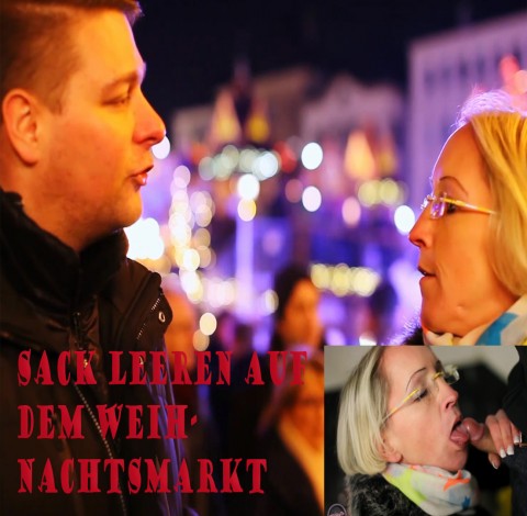 Sack leeren auf dem Weihnachtsmarkt