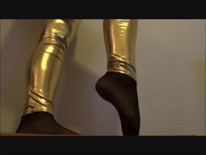 Nylon Fuss in goldenen Glanz Leggins