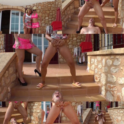 Leg dich auf die Treppe und lass dich richtig geil vollpissen!