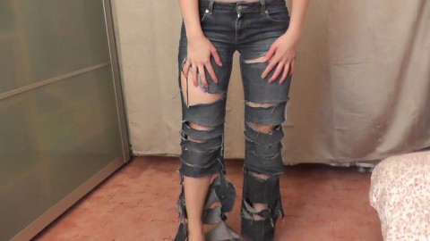 Jeans destroyed and made small