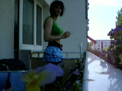 Sandra on the balcony