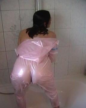 PVC suit in the shower ..